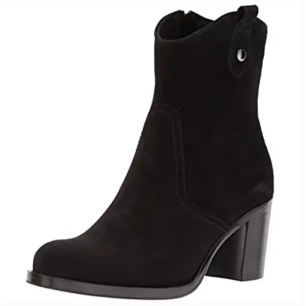La Canadienne Phinn Suede Boots 5 NWT Black Heel Western Ankle Bootie Waterproof